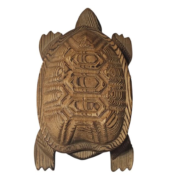 Vintage Sea Turtle / Tortoise Shaped Wooden Incense Box Trinket Storage - Picture 3 of 13